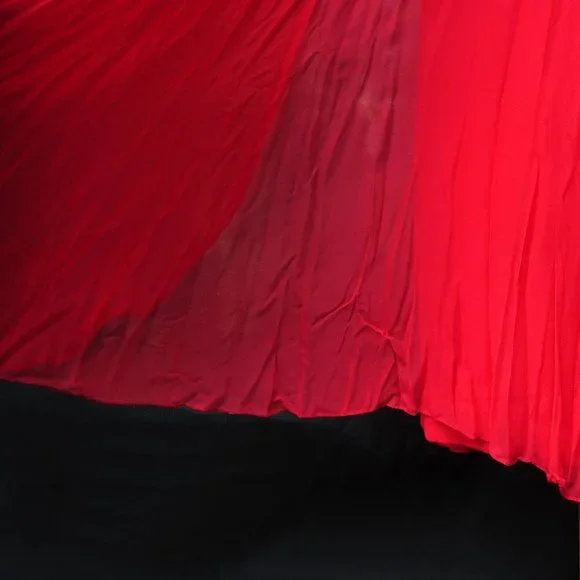 VTG 60's 70's Red Chiffon Trapeze A-Line Dress Beaded Neckline XS/S Twiggy Style - Picture 6 of 11